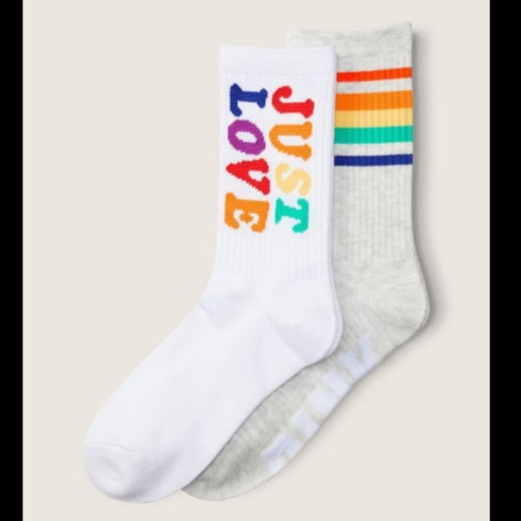VS PINK 2-Pack Rainbow Pride Crew Socks - Picture 2 of 2
